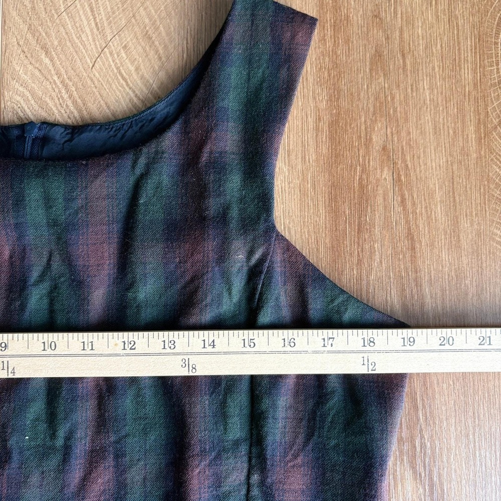 VTG Laura Ashley Christmas Holiday Dress Plaid Tartan Wool Cottage Academia Prep - Picture 7 of 8